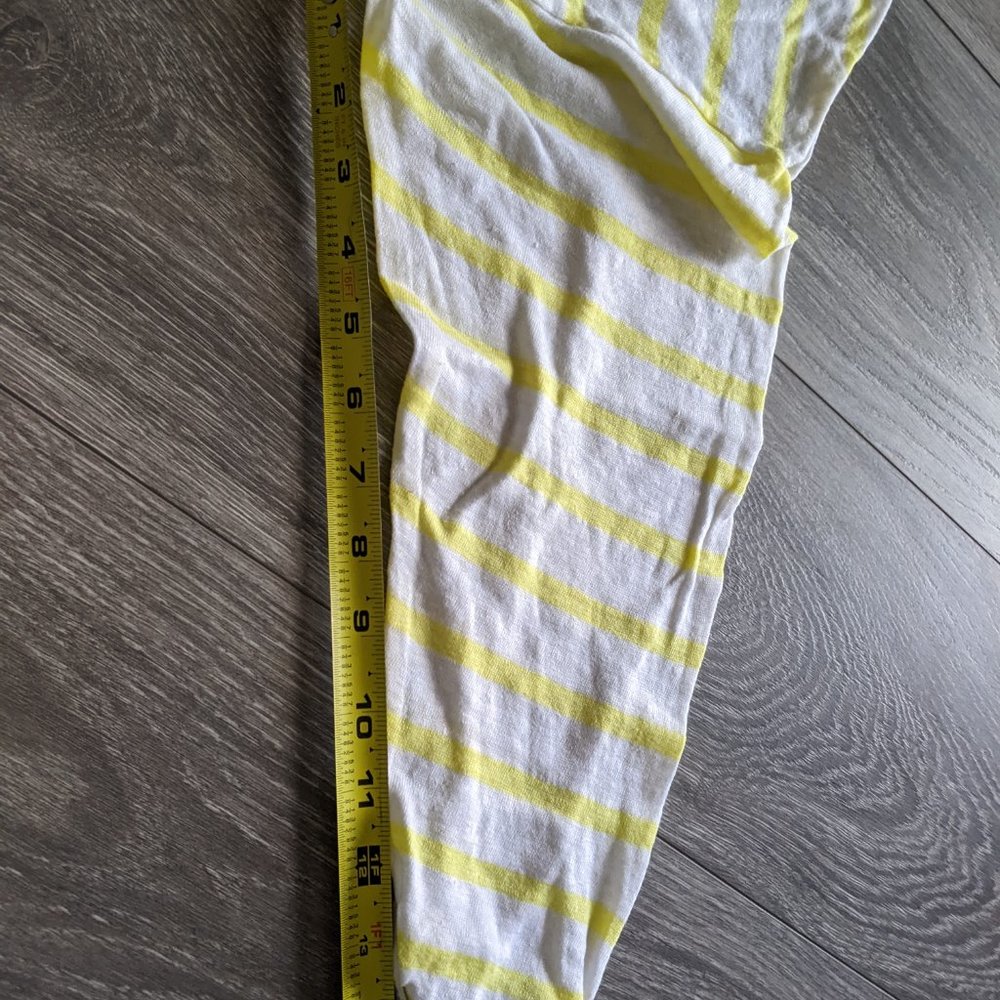 Land's End 1963 Canvas Women's Tee T-shirt Long Sleeve 100% Linen Yellow Striped - Picture 6 of 9